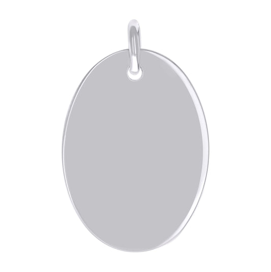 Sterling Silver Unisex Engravable Disc Oval Fashion Charm Pendant