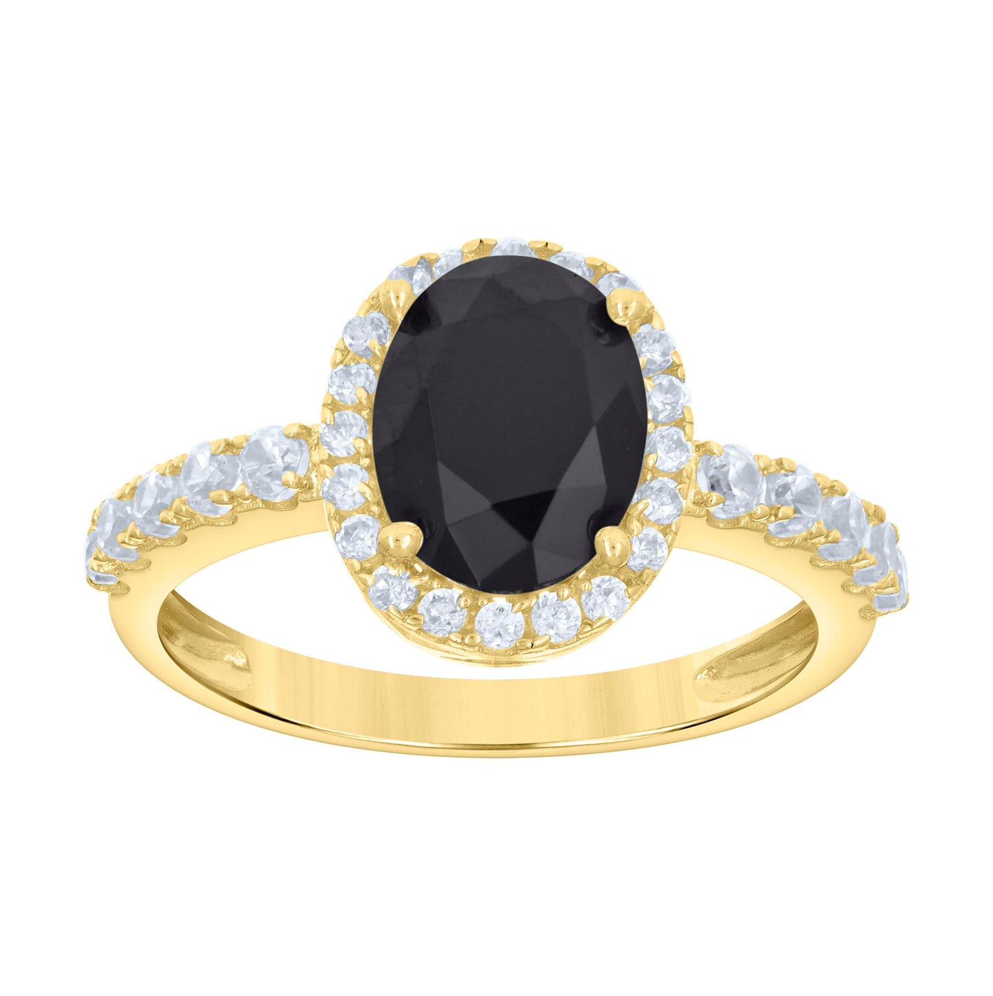 10K Yellow Gold Womens Oval Round Cubic-Zirconia Bridal Anniversary Engagement Wedding Ring
