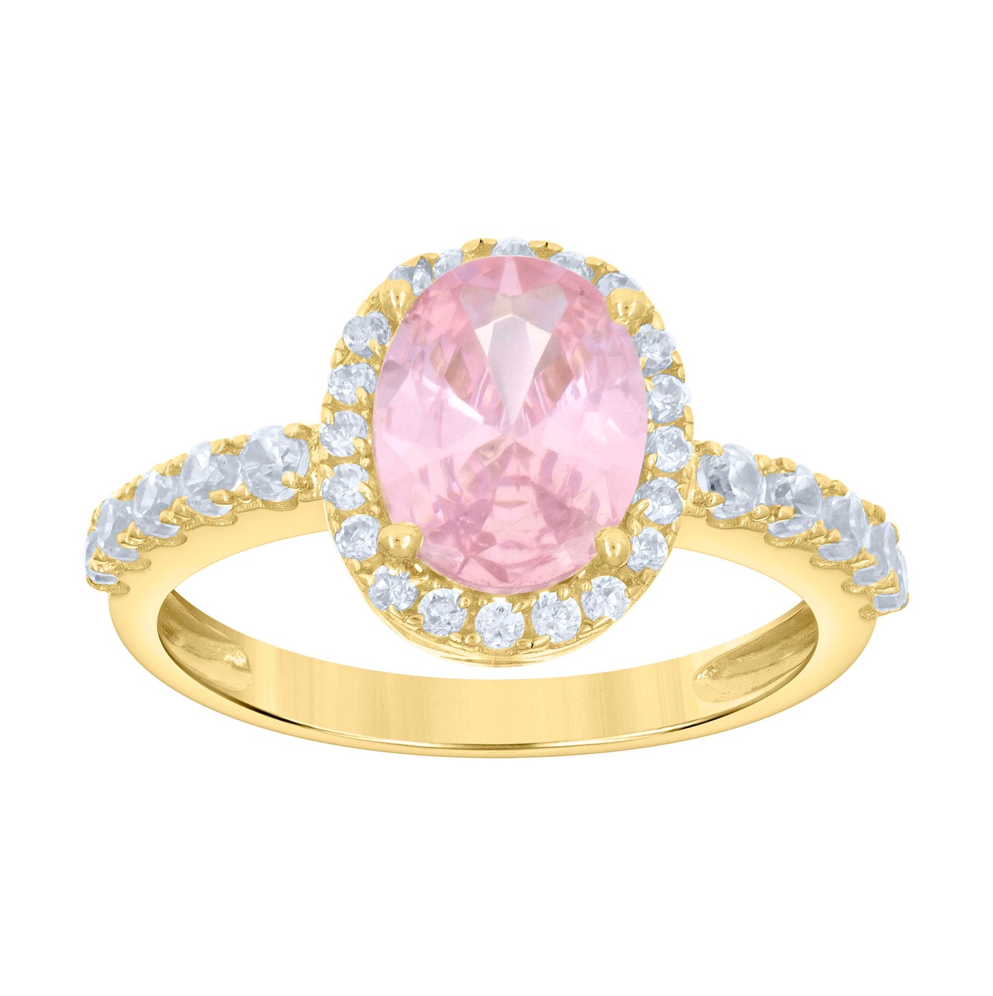 10K Yellow Gold Womens Oval Round Cubic-Zirconia Bridal Anniversary Engagement Wedding Ring