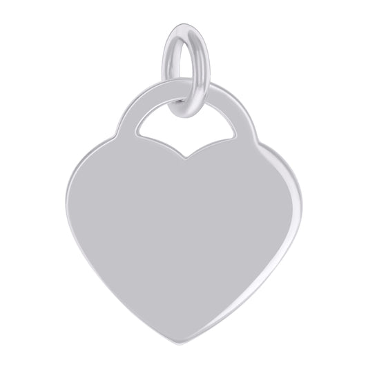 Sterling Silver Womens Engravable Disc Heart Charm Pendant