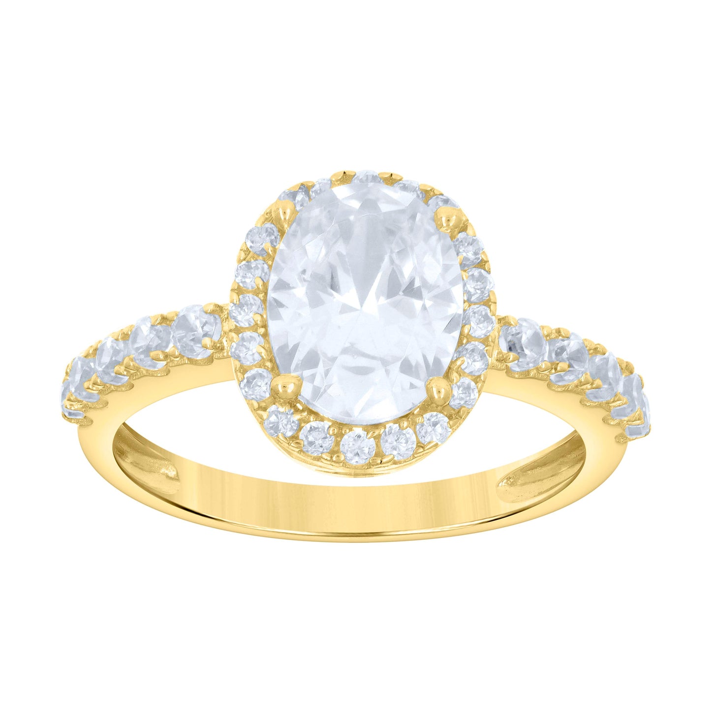 10K Yellow Gold Womens Oval Round Cubic-Zirconia Bridal Anniversary Engagement Wedding Ring