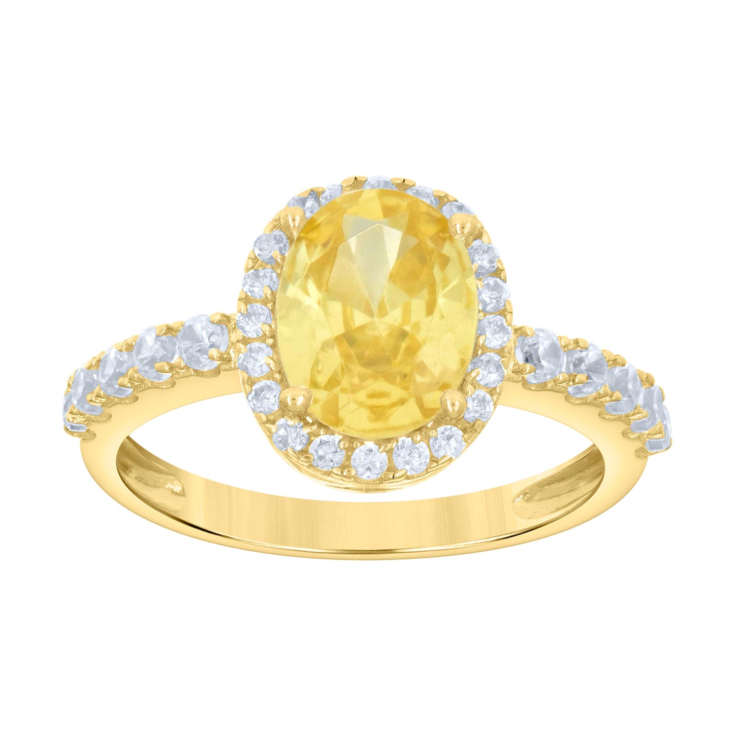 10K Yellow Gold Womens Oval Round Cubic-Zirconia Bridal Anniversary Engagement Wedding Ring