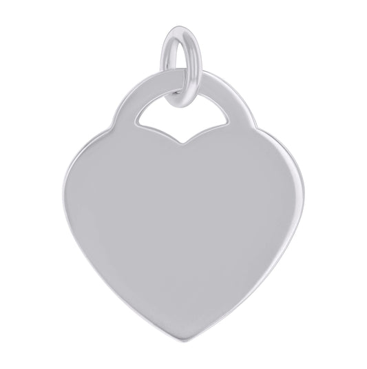 Sterling Silver Womens Engravable Disc Heart Charm Pendant