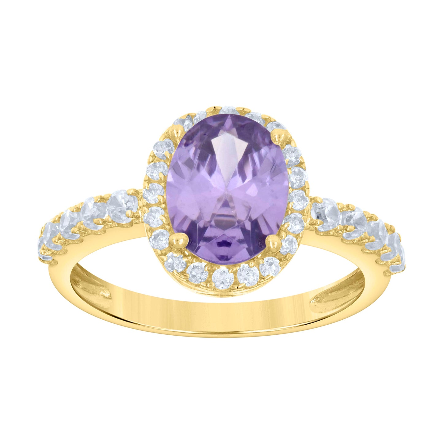 10K Yellow Gold Womens Oval Round Cubic-Zirconia Bridal Anniversary Engagement Wedding Ring