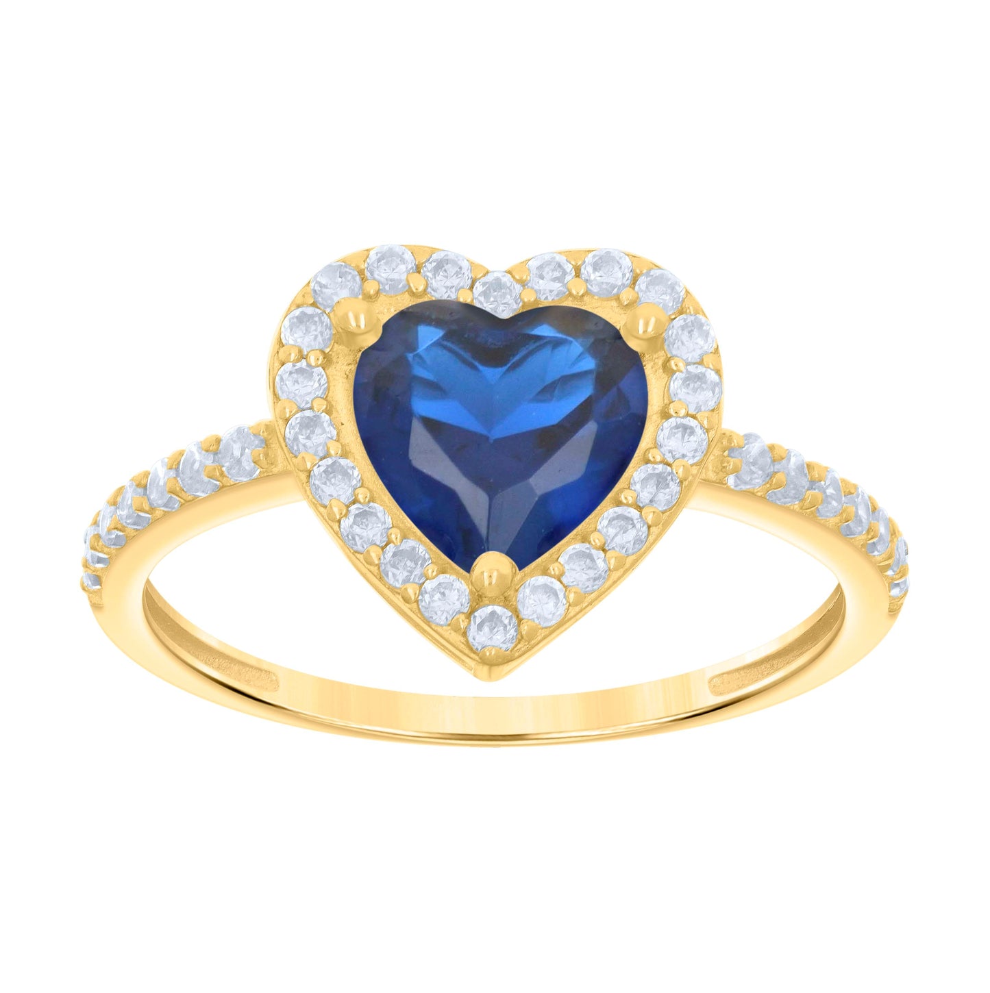 10K Yellow Gold Womens White Heart Round Cubic-Zirconia Heart Bridal Anniversary Engagement Wedding Ring
