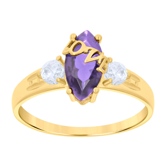 10K Yellow Gold Womens Marquise Round Cubic-Zirconia Love Bridal Anniversary Engagement Wedding Ring