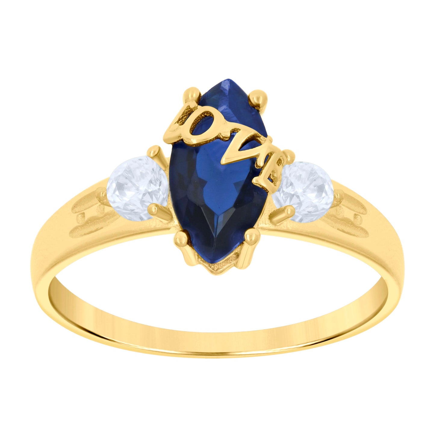 10K Yellow Gold Womens Marquise Round Cubic-Zirconia Love Bridal Anniversary Engagement Wedding Ring
