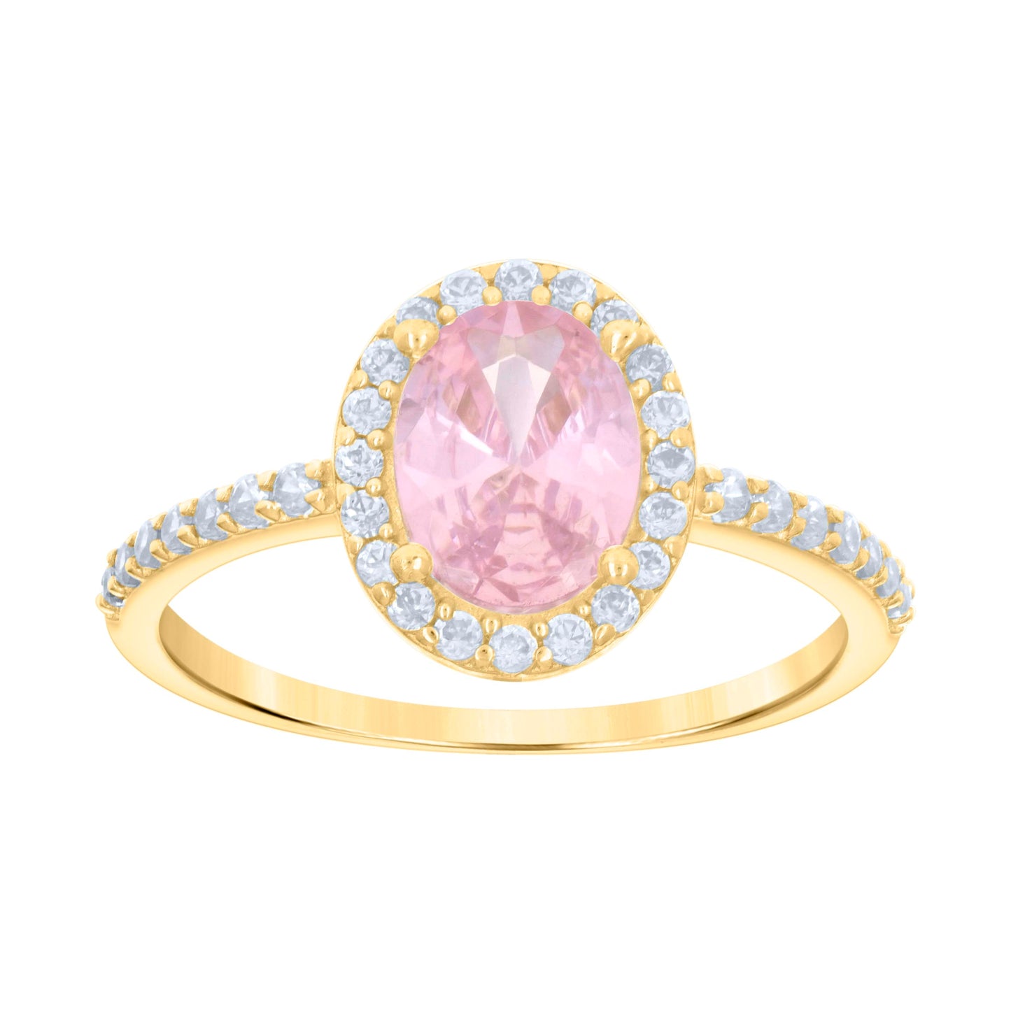 10K Yellow Gold Womens Oval Round Cubic-Zirconia Bridal Anniversary Engagement Wedding Ring