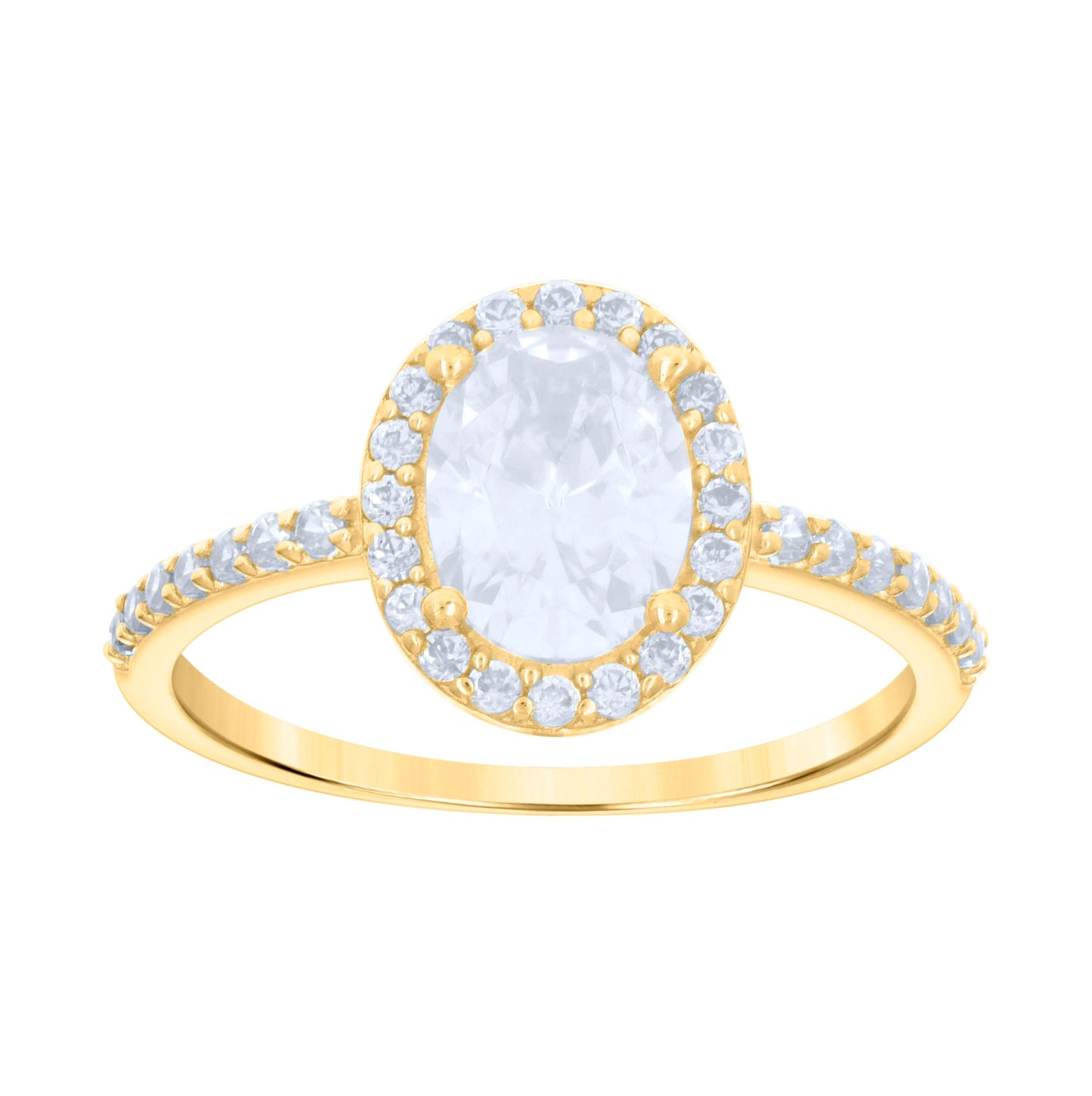 10K Yellow Gold Womens Oval Round Cubic-Zirconia Bridal Anniversary Engagement Wedding Ring