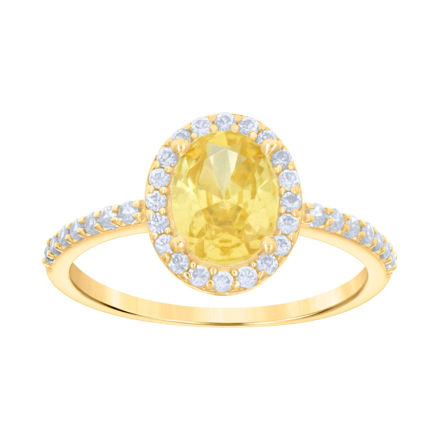 10K Yellow Gold Womens Oval Round Cubic-Zirconia Bridal Anniversary Engagement Wedding Ring