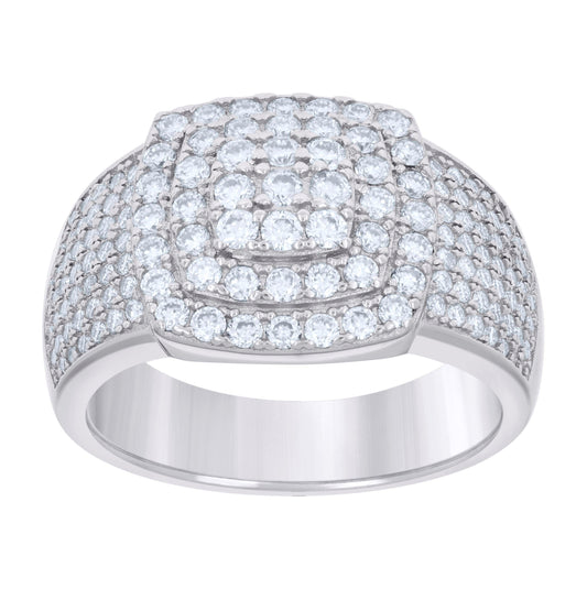 Sterling Silver Mens 2.32ct Moissanite Square Head Fashion Bridal Anniversary Wedding Engagement Band Ring