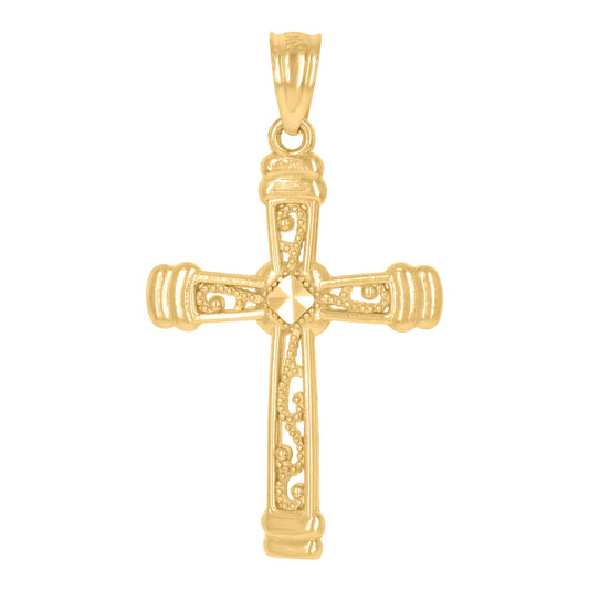 10K Yellow Gold Womens Mens Unisex Cross Religious Charm Pendant