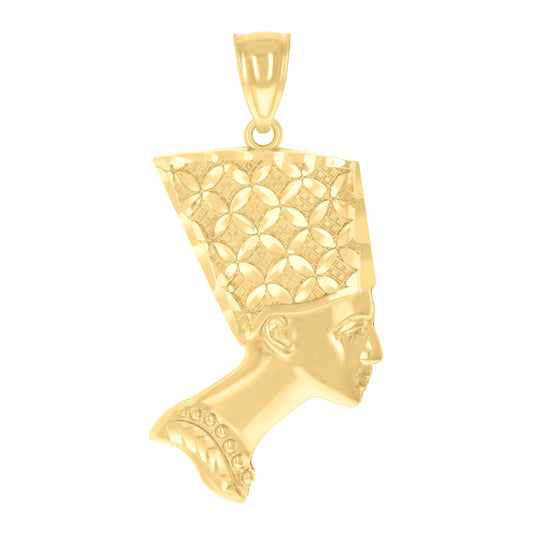 14K Yellow Gold Unisex Nefertiti Egyptian Charm Pendant