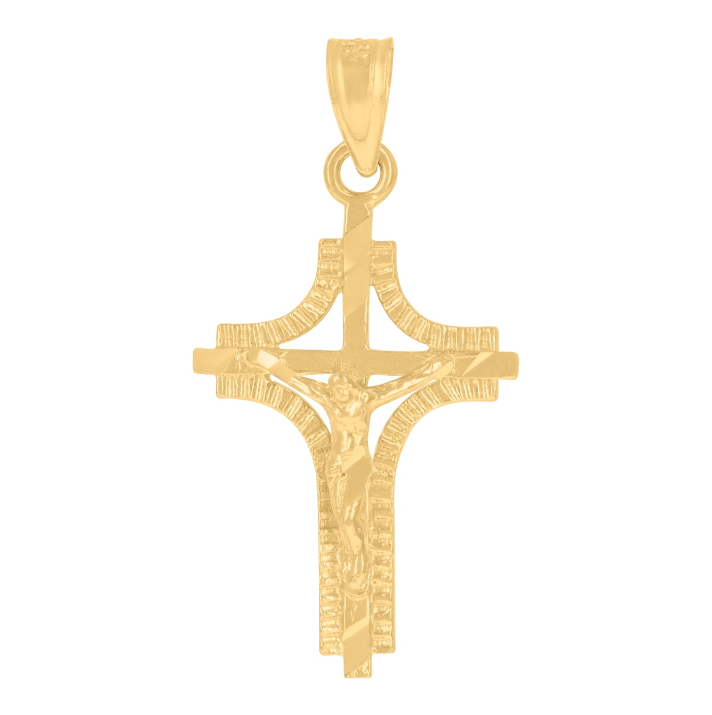 10K Yellow Gold Womens Mens Unisex Jesus Crucifix Cross Religious Charm Pendant