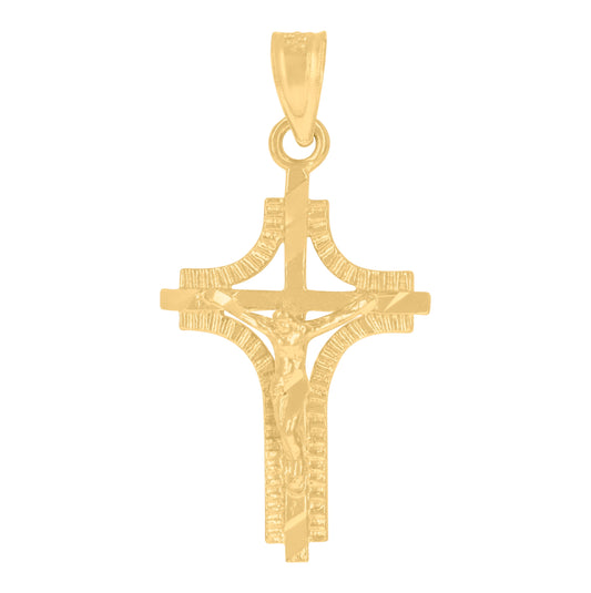 10K Yellow Gold Womens Mens Unisex Jesus Crucifix Cross Religious Charm Pendant