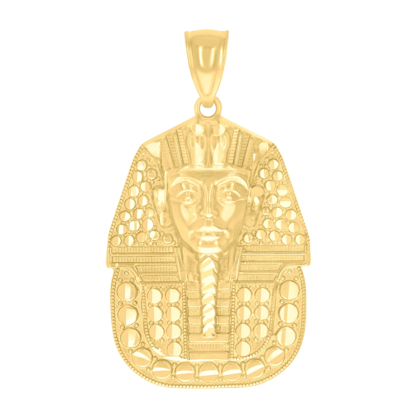 14K Yellow Gold Mens Pharaoh Egyptian Charm Pendant