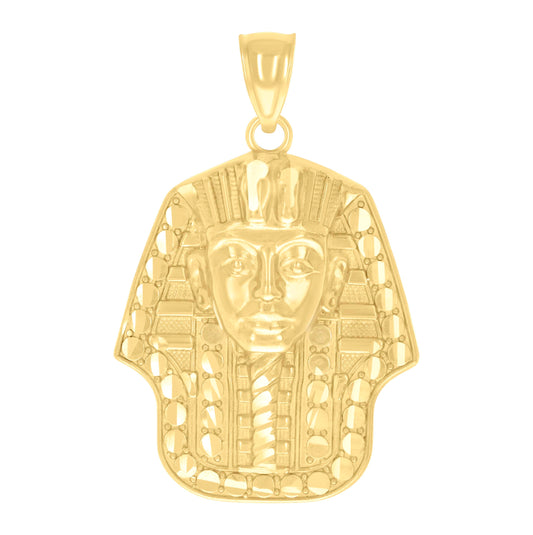 14K Yellow Gold Mens Pharaoh Egyptian Charm Pendant