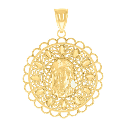 14K Yellow Gold Womens Jesus Religious Charm Pendant