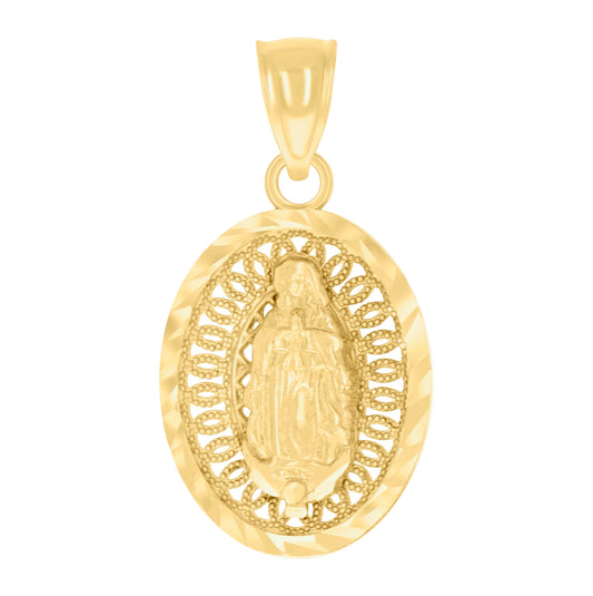 14K Yellow Gold Womens Guadalupe Religious Charm Pendant