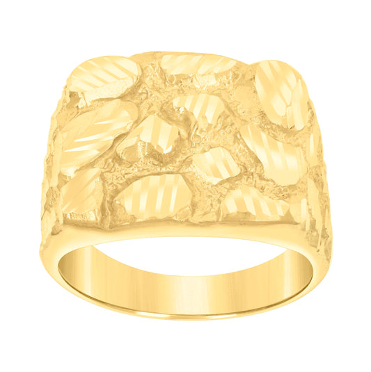 10K Yellow Gold Mens Nugget Fashion Ring