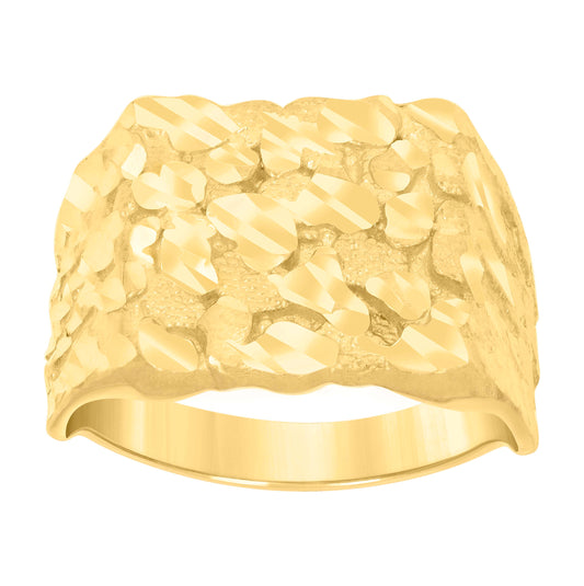 10K Yellow Gold Mens Nugget Fashion Ring