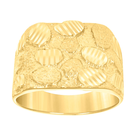 10K Yellow Gold Mens Nugget Fashion Ring