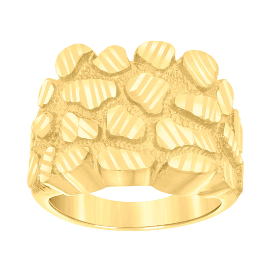 10K Yellow Gold Mens Nugget Fashion Ring
