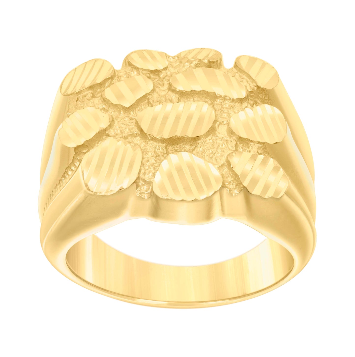 10K Yellow Gold Mens Nugget Fashion Ring