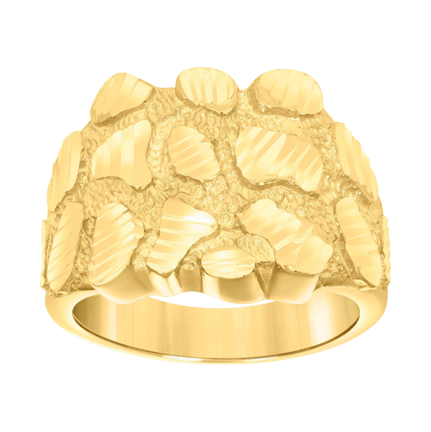 10K Yellow Gold Mens Nugget Fashion Ring