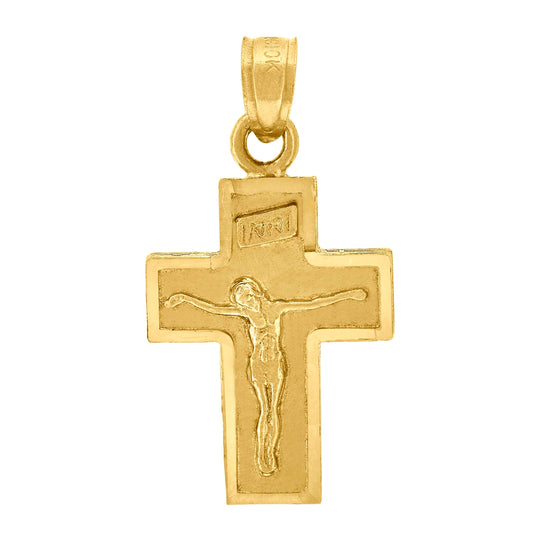 10K Yellow Gold Womens Mens Jesus Crucifix Cross Religious Charm Pendant