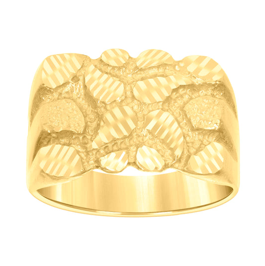 10K Yellow Gold Mens Nugget Fashion Ring