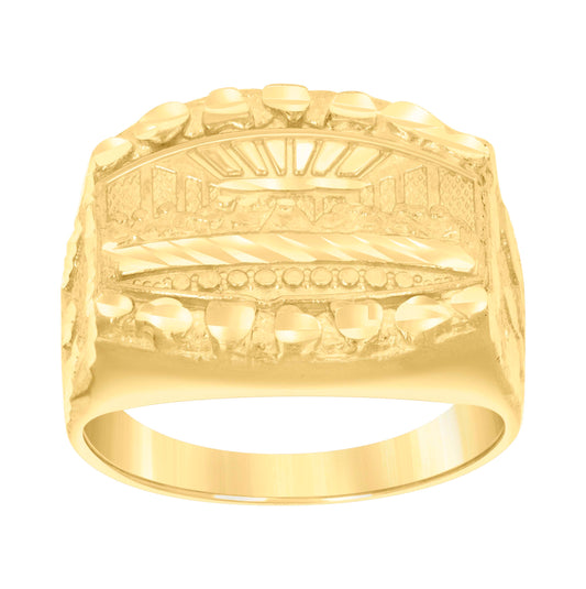 10K Yellow Gold Mens Last Supper Religious Ring