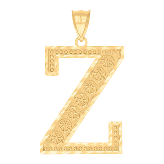 10K Yellow Gold Unisex Initial Alphabet Charm Pendant