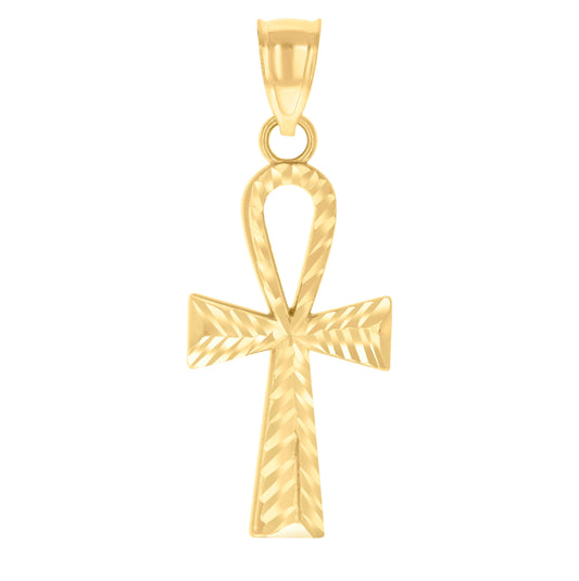 10K Yellow Gold Womens Ankh Cross Religious Charm Pendant