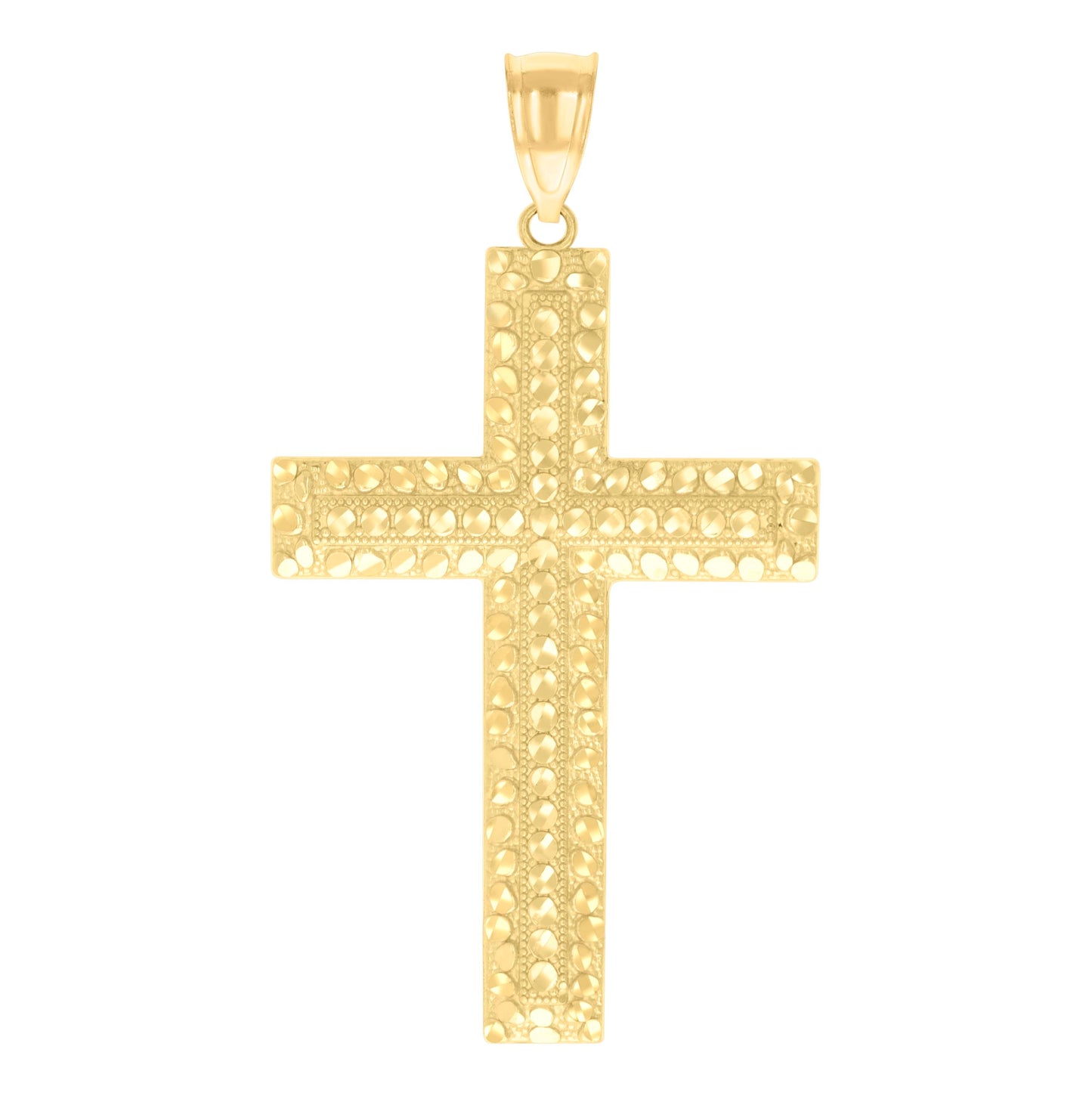 10K Yellow Gold Unisex Nugget Cross Religious Charm Pendant