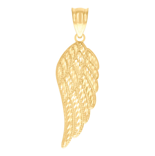 10K Yellow Gold Womens Angel Wing Angel Charm Pendant