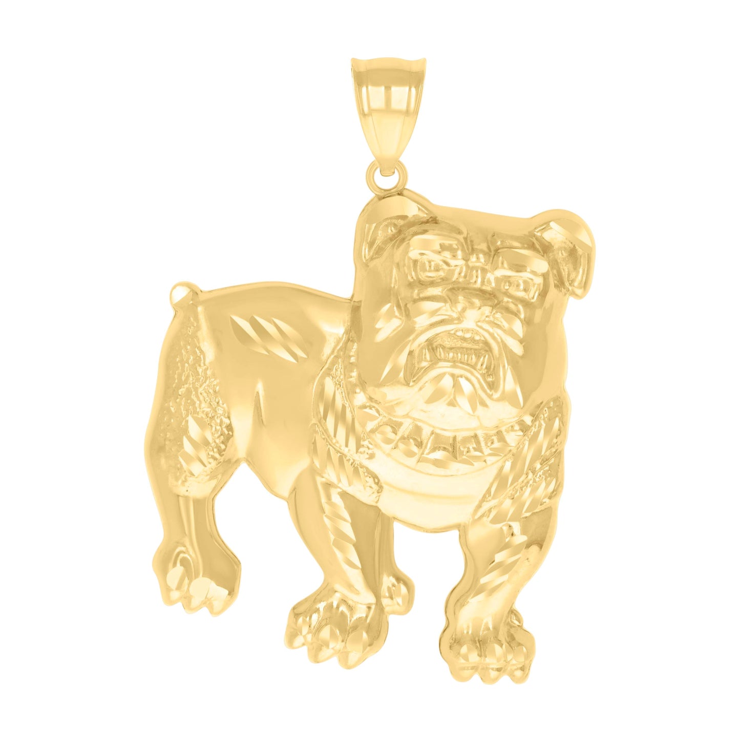 10K Yellow Gold Mens Bull Dog Animal Wildlife Charm Pendant