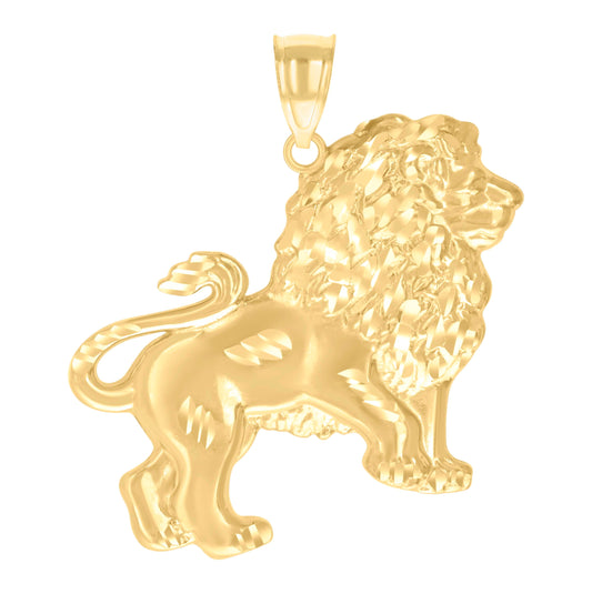 10K Yellow Gold Mens Lion Animal Wildlife Charm Pendant