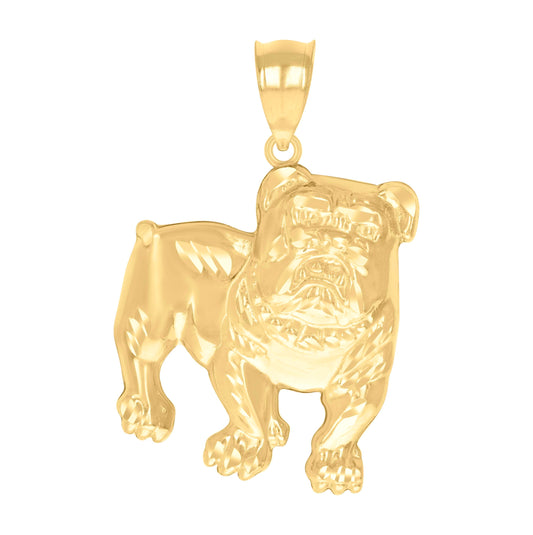 10K Yellow Gold Mens Bull Dog Animal Wildlife Charm Pendant