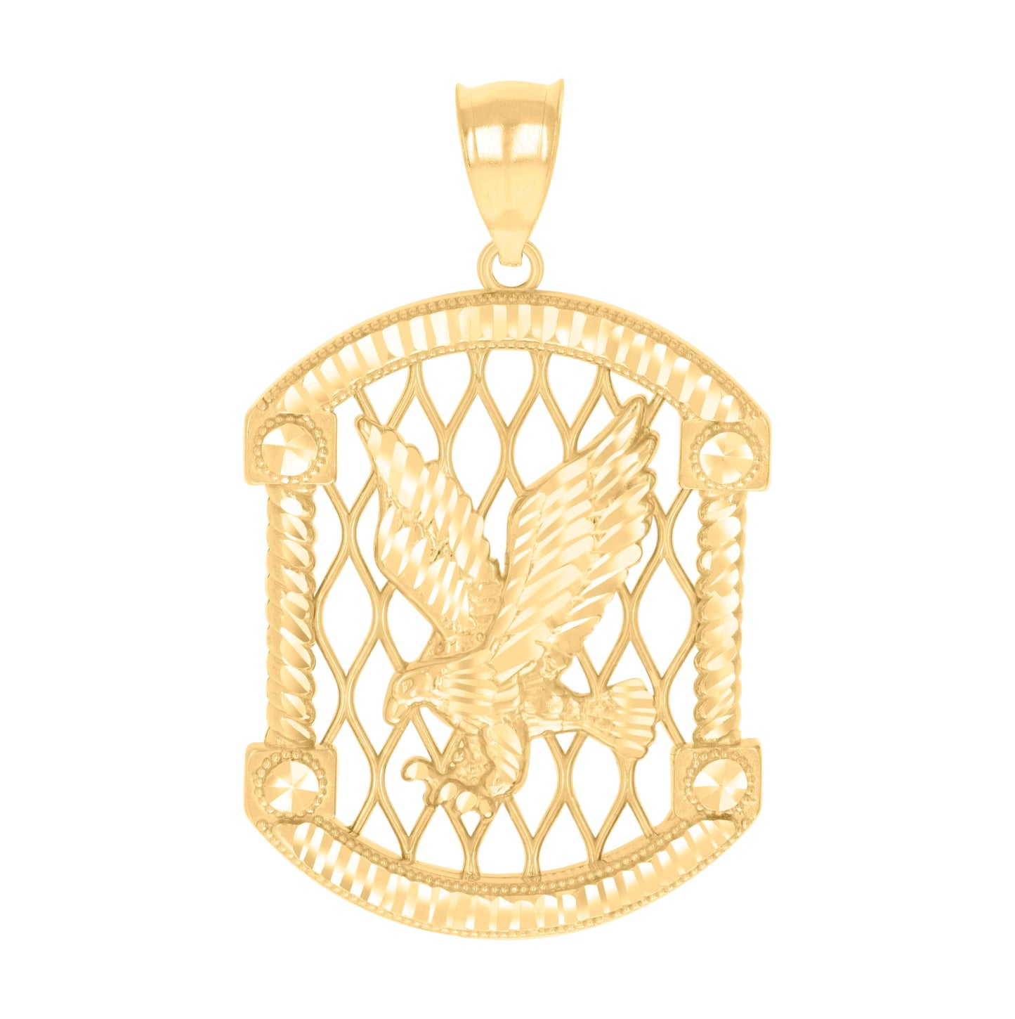 10K Yellow Gold Mens Eagle Patriotism Bird Wildlife Charm Pendant