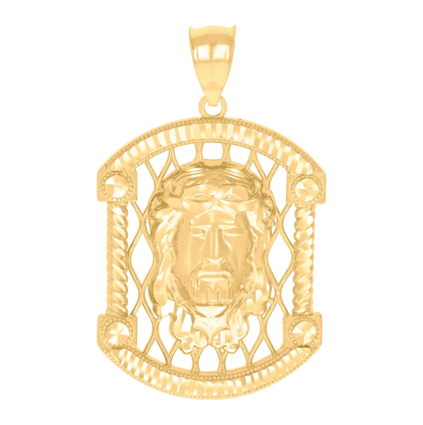 10K Yellow Gold Mens Jesus Religious Charm Pendant