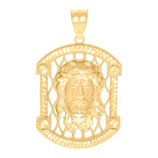 10K Yellow Gold Mens Jesus Religious Charm Pendant