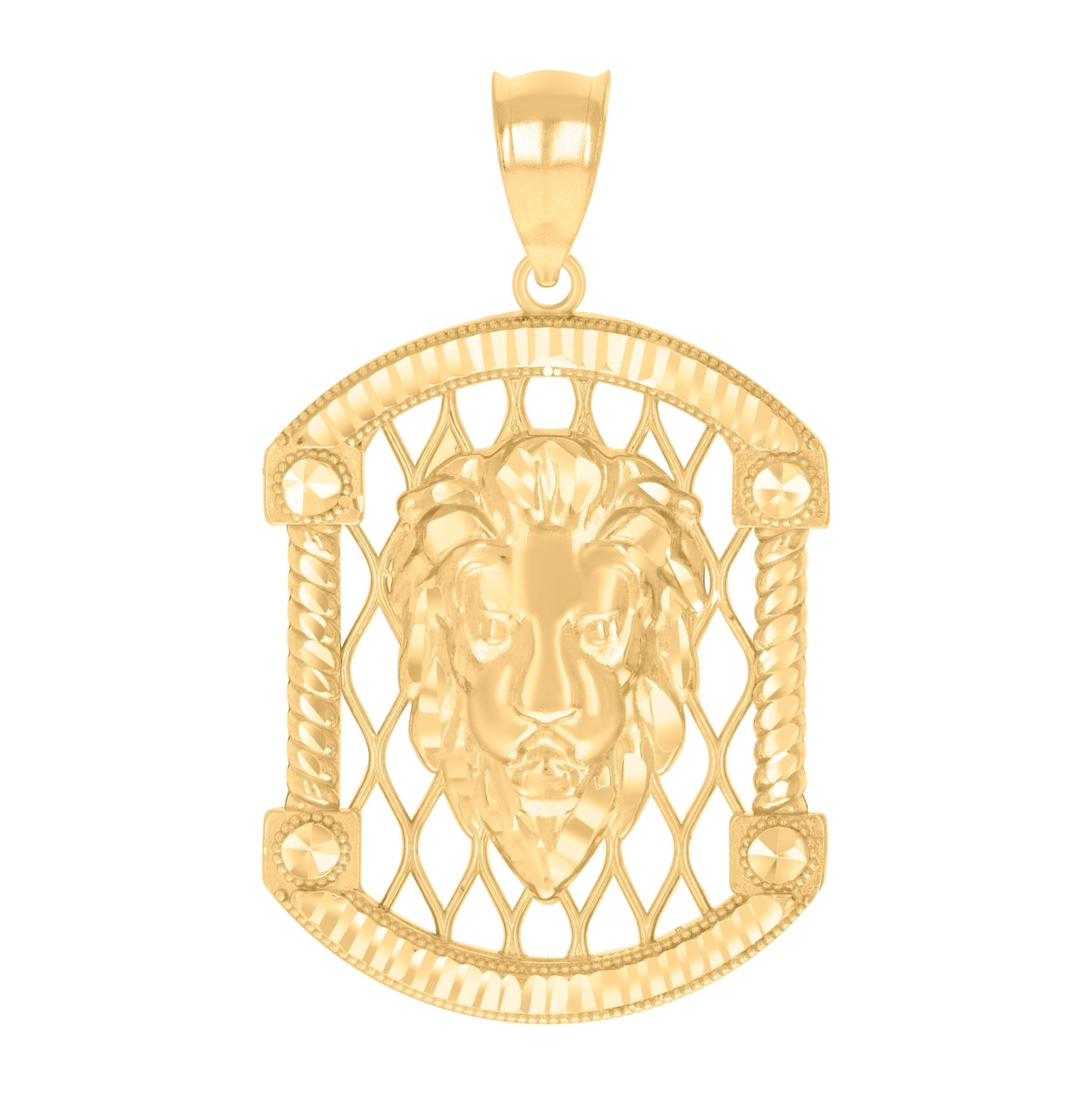 10K Yellow Gold Mens Leo/Lion Head Zodiac Sign/Wildlife Charm Pendant
