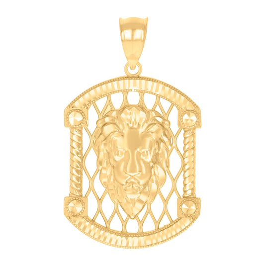 10K Yellow Gold Mens Leo/Lion Head Zodiac Sign/Wildlife Charm Pendant