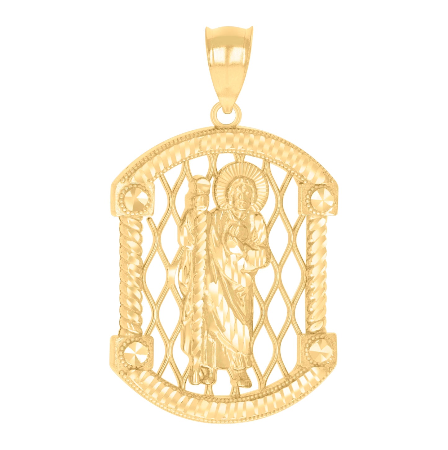 10K Yellow Gold Mens St. Jude Religious Charm Pendant