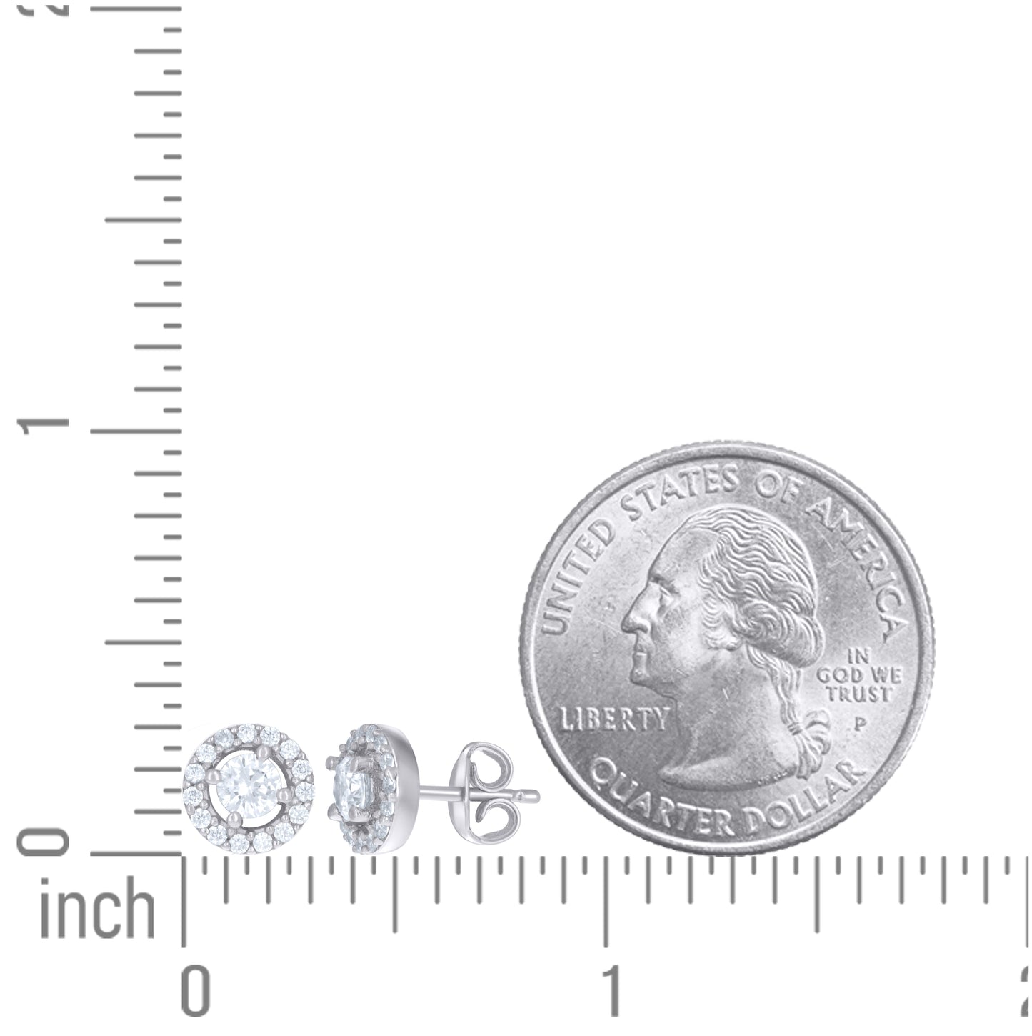 Sterling Silver Womens Cubic-Zirconia Round Stud Earrings