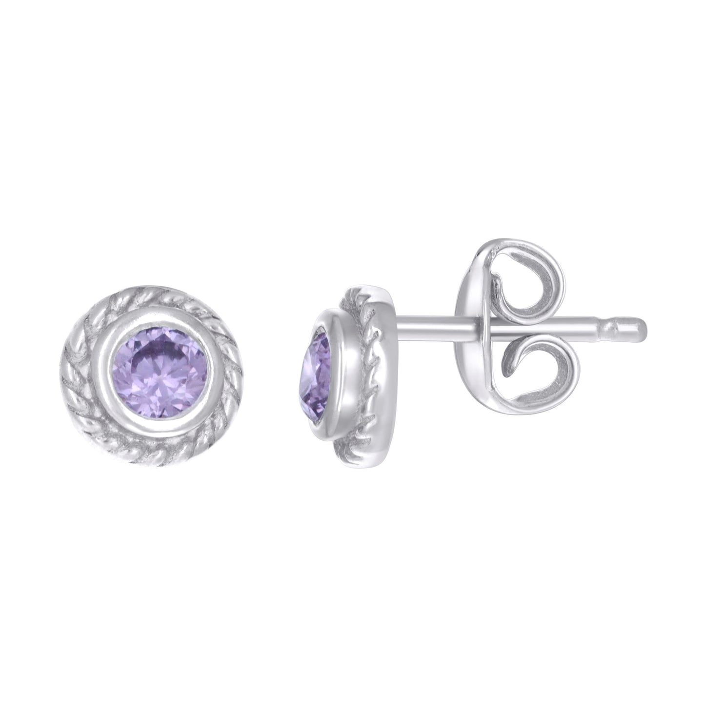 Sterling Silver Womens Cubic-Zirconia Round Stud Earrings