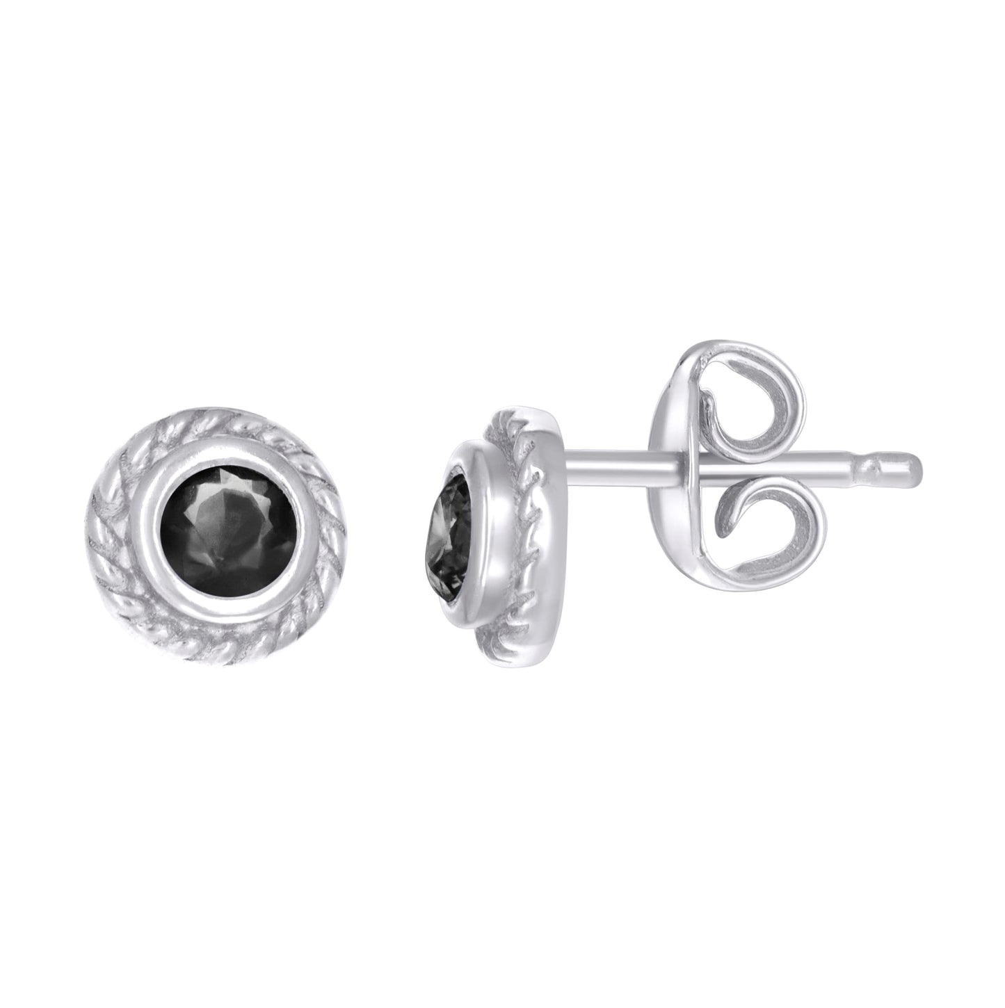 Sterling Silver Womens Cubic-Zirconia Round Stud Earrings
