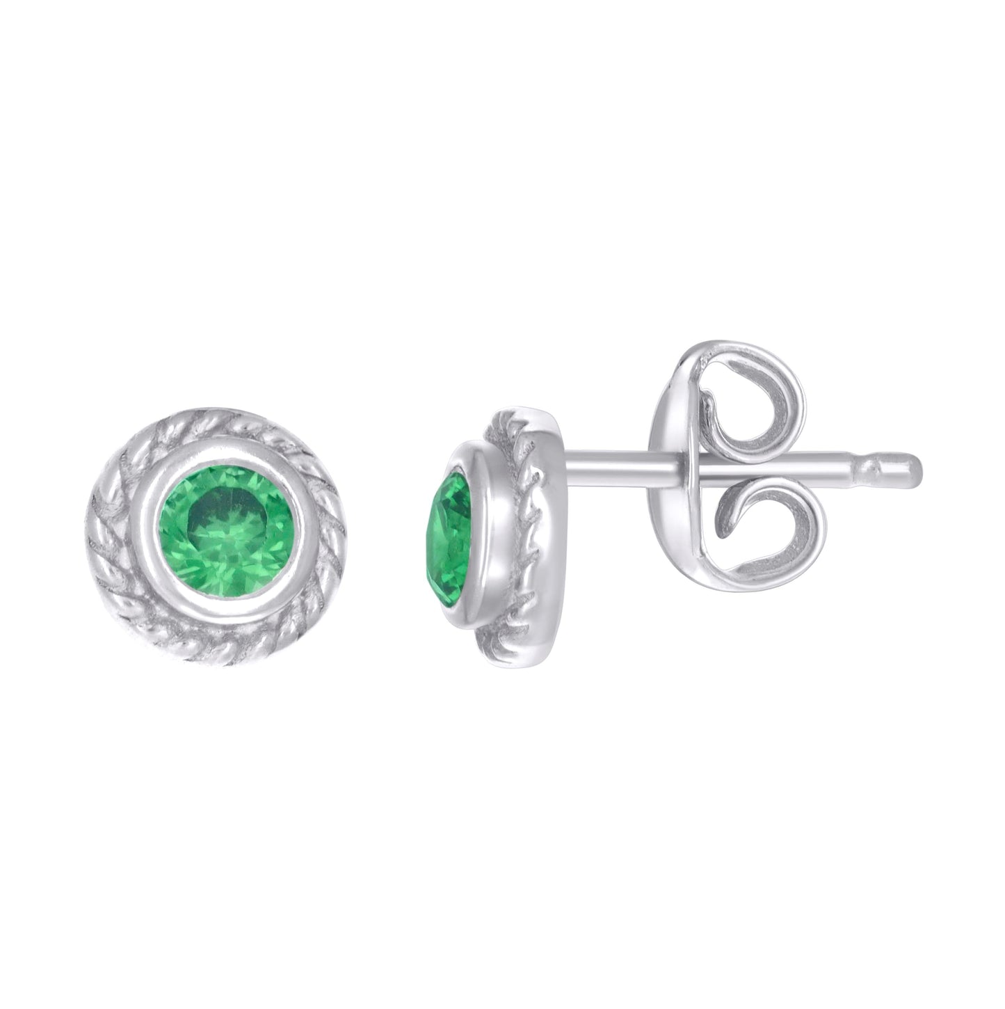 Sterling Silver Womens Cubic-Zirconia Round Stud Earrings
