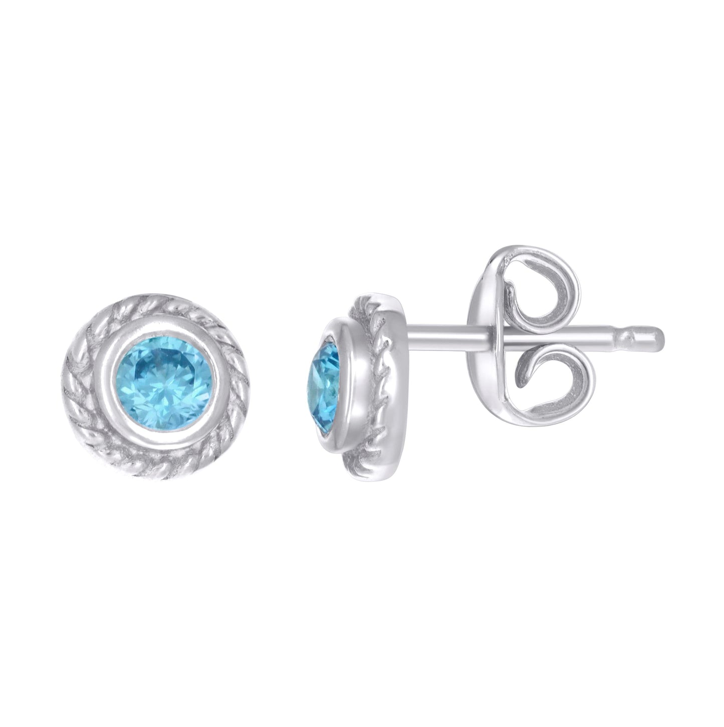 Sterling Silver Womens Cubic-Zirconia Round Stud Earrings